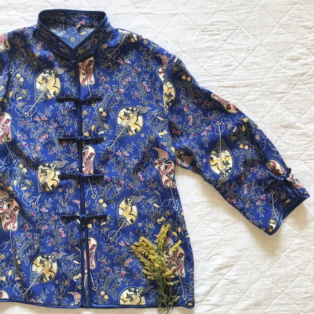 1990s Dragon Blouse w/ Mandarin Collar